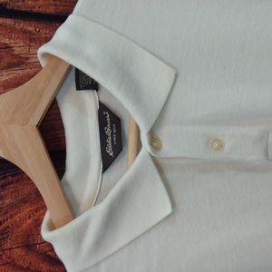 Vintage Eddie Bauer XL White Pique Cotton Polo Shirt